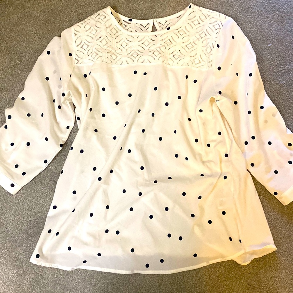 Polka Dot Lace Detail Blouse